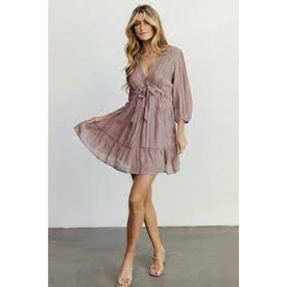 Baltic Born Amelia Boho Mini Dress Dusty Lavender Mauve XL Babydoll Cottage Fall